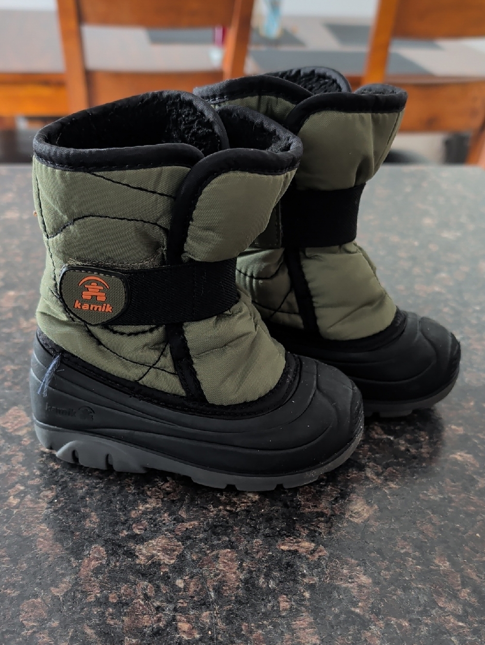 Kamik Olive & Black Kids Snow Boots